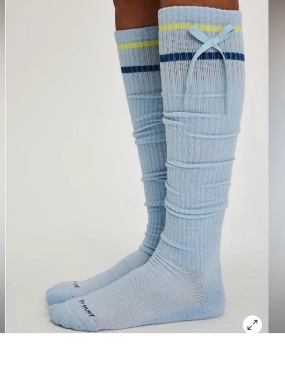Free people movement foul shot knee high striped socks with bow NWT